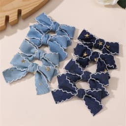 2/8pcs/set Star Denim Bow Hair Clips – Alligator Clips for Double Ponytails, Cute & Versatile Everyday Essential.