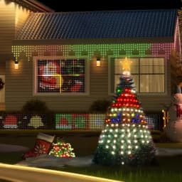 Smart Christmas Tree Lights, DIY Color Changing Waterfall Xmas Tree Lights with Ring & Top-Star, RGB-IC Dynamic String Light