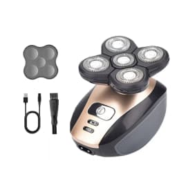 5-in-1 360° 5-Head Men's Electric Shaver, Rechargeable Bald Head Trimmer, Waterproof Wet/Dry Grooming Kit with Nose Hair Trimmer