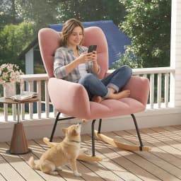 TUAREX High Back Nursery Rocking Chair, Modern Upholstered Glider Rocker, Comfy Indoor Accent Armchair for Bedroom Living Room