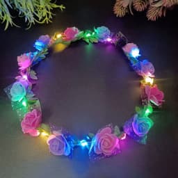 Elegant Simulation Rose Flower Wreath Headband Luminous Tiara Flower Crowns LED Light Garland Glowing Wreath Wedding