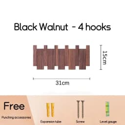 Wall Mounted Black Walnut Coat Rack Creative Hanging Hat Key Bags Holder Doorway Entrance Cloak Rack Home Decor Furniture