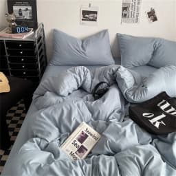 100% Cotton Bed Linen Bedding Set Washed Cotton Four Pieces Bed Sheet Set Comforter Sets Dolid Double Couple Bed Quilt Cover