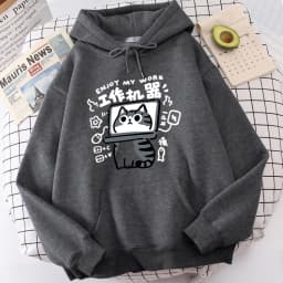 Cartoon Cat Is An Abstract Work Machine Mans Pullover Comfort Harajuku Wei Clothing Leisure Youth Hoody Youth Cartoon Clothing