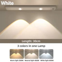 20-50cm LED Under Cabinet Lights Motion Sensor Night Light Ultra Thin Dimmable 3Color USB Rechargeable for Wardrobe Indoor