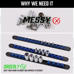 360° Swivel ABS Socket Organizer 1/4Inch 3/8Inch 1/2Inch Premium Quality Socket Clip Rail Holder Socket Organizer Sleeve Tools