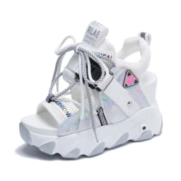 Comemore Leisure Lady Platform Chunky Sandals Mixed Color Shoes Sports Wedge White Sandals Women High Heel Beach Casual Shoes 39
