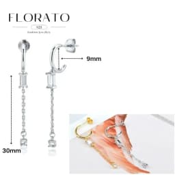 FLORATO 925 Sterling Silver Earrings Chain Tassel Pendant Earrings Zircon Silver Earrings for Women Trend Luxury Wedding Jewelry