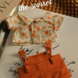20cm Doll Clothes, Printed Short-Sleeved Dress With Suspenders Set, Fashionable And Exquisite Handmade Doll Clothing Accessories