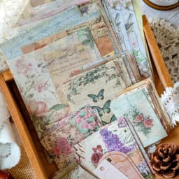 100pcs Vintage Scrapbooking Light Paper Kit DIY Junk Journal Collage Stationery Background Decor Materials for Creative Projects