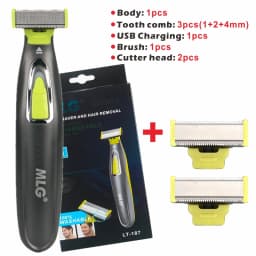 MLG Washable Rechargeable Electric Shaver Beard Razor Body Trimmer Men Shaving Machine Hair Face Care Cleaning