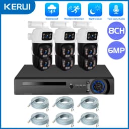 KERUI 2K 6MP HD POE Surveillance 8CH 16CH Camera System Dual Lens PTZ WIFI IP Home Security 8CH POE NVR Video H.265 CCTV Kit