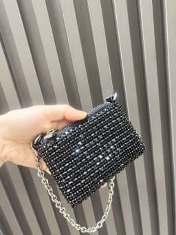 Mini Small Bag Shiny Rhinestone Coin Purse Short Chain Coin Bag Handle Small Card Bag Handle Woman's purse Design handmade