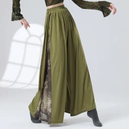 UMI MAO Chinese Style Pants Patchwork Ink Water Yarn Diagonal Collar Design, Long Sleeved Modern Dance Body Shape Clothing