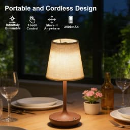 HPH LED Table Lamp Vintage Lamp Fabric Shade Desk Light Retro Bedside Lamp for Home Livingroom Bedroom Decor Night Light