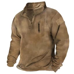 New Solid Outdoor Hoodies Men Long Sleeve Warm Windproof Pullover Sweatshirt Male Solid Loose Stand Collar Zipper Casual Hoodie
