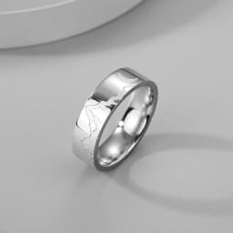 Kinitial Stainless Steel Mountain Range Crescent Moon Thumb Stacking Ring For Women Men Charm Jewelry Gift