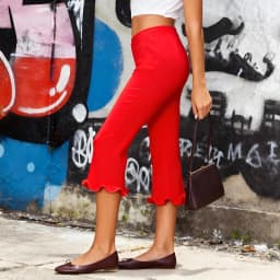 Women Retro Solid/Polka Dot Printed Capris Cute Low Rise Stretchy Cropped Pants Skinny Ruffles Cropped Capri Going Out Leggings