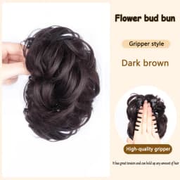 Synthetic wig clip with bun head short and long curly hair clip style flower bud fluffy and fashionable bun head