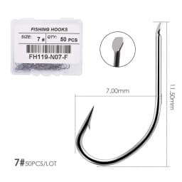 50pcs High Carbon Steel Fishing Hook Maruseigo Fishhooks Durable Pesca Jig Head Fishing Hooks Flat head Carp Fishing Tackle