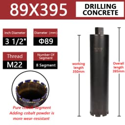 LAANCI Diamond Core Drill Bit Reinforced Concrete Drill Bit Diameter Range 25-200mm Total Length 400mm For Drilling On Concrete