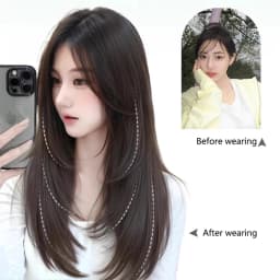 Synthetic Wig One-piece Straight Wig Layered Extension Wig Korean Fluffy Hair Piece Extension Wig For Women Christmas New Year