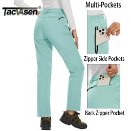 TACVASEN Womens Winter Waterproof pants Fleece Lined Softshell Trousers With Zipper Pockets Thermal Cargo Outdoor Ski Pants