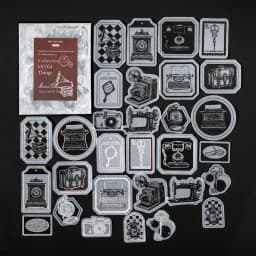 30pcs/pack Vintage Silvery Stickers for Junk Journal DIY Scrapbooking Collage Album Creative Stationery Craft Sticker