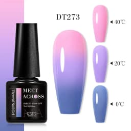 MEET ACROSS 7ml Glitter Sequins Thermal Gel Nail Polish 3 Layers Temperature Color Changing Semi Permanent UV Gel Varnish Nails