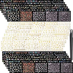3D Colorful Flowers Cherry Blossoms Rose Daisy Nail Decals 20/30/60/70/90pcs Cute Heart Nail Sticker Manicure Decoration 5.5*6cm