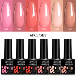 LILYCUTE 6Pcs 7ML Gel DIY Nails Polish Set Bright Pink Nail Charms Soak Off UV LED Gel Varnish Nail Art Design Accessories