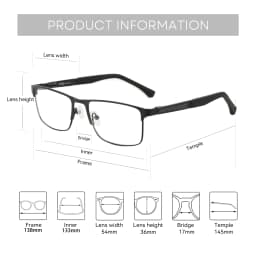 ZENOTTIC Anti Blue Light Reading Glasses for Men Computer Readers Trendy Square High-quality Metal Frame Anti Glare Presbyopic