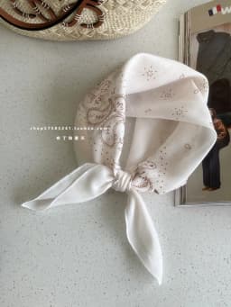 Cotton and Linen Square Towel Floral Polka Dot Scarf Literary Mori Headscarf Headband Bag Strap Female Japanese Korean Popular
