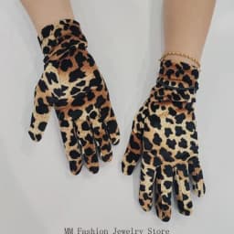 D0UB Unisex Leopard Pattern Gloves Breathable Polyester Cold Weather Essential Club Handwear