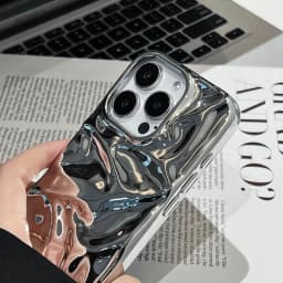 Luxury Electroplate Silvery 3D Wrinkle Phone Case For iphone 17 16 15 14 13 11 12 Pro Max 17Air Purple Water Ripple Soft Cover