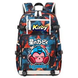 Kirby Cartoon Print Student Backpack Large Capacity Travel School Bag for Kids Teens
