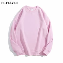 BGTEEVER Casual O-neck Loose Women Pullovers Spring Autumn Long Sleeve Basic Cotton Sweatshirts for Women