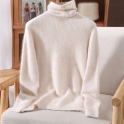 100% Pure Mink Fur Sweater Women's Pullover High Neck Knitted Sweater Autumn Winter New Item Pile Collar Thick Soft Base Sweater