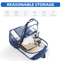 Clear Polyester Backpack - Stylish Transparent Daypack for School Multipocket Transparent Backpack Casual Modern Aesthetic Bag 