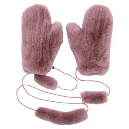 Women's Winter Real Rex Rabbit Fur Gloves Warm Thick Ladies Fur Mittens Elastic Girls Ski Glove Mitts Elastic Soft With String