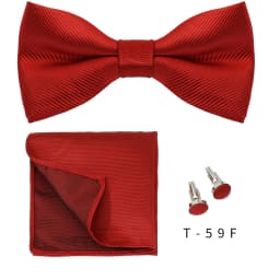 Solid Bowtie Pocket Square Cufflinks Set Business Men Neck 3pcs Bow Ties Handky Cufflinks Set Pocket Handkerchiet Accessories