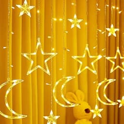 LED Star Moon String Light Warm/Multicolor Christmas Garland Lamp Battery Powered LED Curtain Fairy Lamp for Room New Year Decor