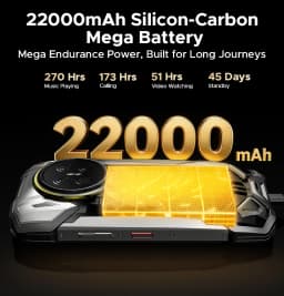 DOOGEE V Max 2 Pro 5G Rugged Phone, World Premiere, 6.78" Display, 48GB(16+32) RAM + 1TB ROM, 22000mAh Big Battery, Android 16, Dual Camping Lights, Dual Speakers, 120W Super Fast Charging