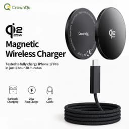 Qi2.2 25W Magnetic Wireless Charger with 47.2" Cable Fast Charging Foldable Stand For iPhone 17 16 15 Pro Max Huawei Xiaomi ipad