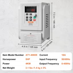 SucceBuy VFD 5 HP 4 KW Singel Phase 220V-240V Input to 3 Phase 220V-240V Output Variable Frequency Drive for Motor Speed Control