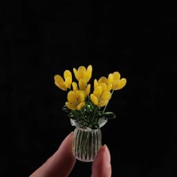 1Set Dollhouse Simulation Mini Flowers Handcrafted Floral Sculpture Floral Bouquet With Vase Lifelike Glass Flowers Gift