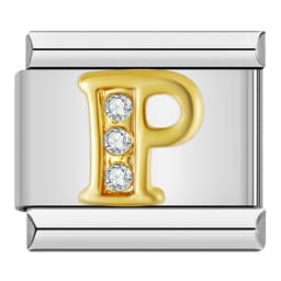 Hapiship Shiny CZ 26 Letters A-Z Italian Charms Gold Plated 9mm Stainless Steel Modular Bracelet DIY Jewelry DJ2479