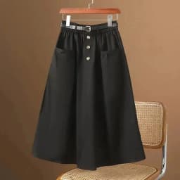 Korean version Summer High waisted Skirt 2026 New Female Solid color Loose Casual Workwear Pocket Half body A-line Skirts