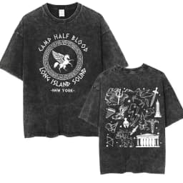 Vintage Washed Percy Jackson Tee Shirt Camp Half-Blood Harajuku Aesthetic T-shirt Men Women Casual Oversized T Shirts Streetwear