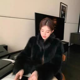 Women Faux Fox Fur Coats Solid Fur Jackets Cotton Linen Stand Collar Long Sleeves Open Stitch Loose Casual 2026 Autumn Winter
